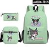 Mochila escolar para niños Sanrio coolomi kuromi con estampado 3D, estuche para lápices, bolso de hombro, juego de tres piezas