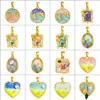 Pingente para Mulheres Estilo Pintura a Óleo Jardim de Monet Pingente Redondo de Flor para Mulheres Moda Elegante Simples Corrente para Clavícula Pingente Atacado