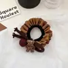 Goma para el pelo tipo Scrunchie con Estampado de Leopardo y Pompón, para Mujer, Diadema de Alta Gama para Cola de Caballo Baja, Cuerda para Moño, Otoño