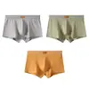 Venta al por mayor de ropa interior de algodón para hombre Huajielong de color liso texturizado, bóxers transpirables de cintura media para tallas grandes, disponibles para dropshipping