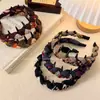Diadema Antideslizante con Dientes, de Tela con Bloques de Color Retro Otoño e Invierno para Mujer 2026 Nueva Diadema Superior Craneal Pinza para el Cabello Accesorio para el Cabello