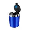 Cenicero para Coche con Contenedor Interior Metálico, Apertura de un Solo Toque, Luz LED, Accesorio Automotriz Portátil