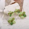 Pendientes de Flores de Rafia Transfronterizos Europeos y Americanos de Primavera y Verano con Diseño de Moda en Forma de Arco y Pendientes Tejidos a Mano en Forma de C