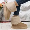 Botas de neve fofas femininas, novo modelo de inverno 2026, com fleece adicionado e isolamento espessado, botinhas islandesas com solas grossas e biqueira larga, sapatos de algodão estilo Nordeste
