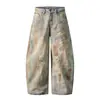 Jeans de Globo Vintage Desgastados para Hombre, Nuevo Estilo de Primavera, Pantalones Lunares Sueltos Casuales Estilo Páramo para Mujer, Modernos