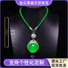 Venta al por mayor del fabricante Jade de Cuarcita Myanmar Cabujón de Hielo Alto de Alta Calidad Verde Imperial Colgante Incrustado Cadena para Suéter de Mujer