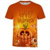 Verão novo Halloween abóbora luz gola redonda camiseta 3D impressão digital solto casual masculino manga curta camisa