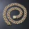 Hip-hop europeo y americano rosa blanco diamante diamante hebilla abatible cadena collar cadena cubana hipster exagerado llamativo suéter cadena clavícula