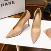 Tacones Altos Puntiagudos Estilo Cl Same para Mujer 2026 Modelo Nuevo Tacón Fino Boca Baja Sexy Versátiles Charol Nude Zapatos de Salón Elegantes