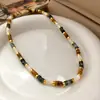 Novo Estilo Chinês Pedra Natural Concha Contas Acessórios de Colar para Mulheres Luxo Leve Nicho Retrô Dopamina Colar para Clavícula