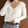 Cárdigan de Punto de Manga Larga para Mujer Otoño/Invierno Estilo Francés Holgado Perezoso Diseño Versátil Sentido de la Moda Suéter de Nicho Blanco