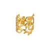 Anillo de Acero Inoxidable con Línea Geométrica, No se Desvanece, Diseño de Apertura Ajustable para Mujer, Joyería de Mano Transfronteriza Europea y Americana