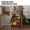 Prateleira de armazenamento de cozinha de madeira maciça multicamadas móvel de piso, cesta de lanches e frutas, prateleira de armazenamento multifuncional para casa para espaços estreitos