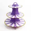 Estante de papel para pasteles de tres niveles, directo de fábrica, personalizado, con estampado dorado, para fiesta de cumpleaños, boda, desechable, expositor de postres