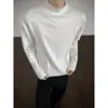 Camiseta de manga larga simple de cuello alto de terciopelo alemán de doble cara para hombre, capa base deportiva americana de invierno, hombro normal
