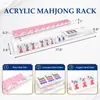 Estante de mahjong acrílico transparente transfronterizo con hélice incorporada en forma de abanico y líneas de mahjong onduladas, accesorio moderno para juegos de mesa