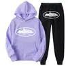 Sudadera con Capucha y Pantalón Casual con Estampado Clint419 Patrón Prisión del Diablo Europeo y Americano Conjunto de Dos Piezas para Hombre y Mujer