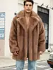 N0185 Chaqueta de hombre de longitud media de piel sintética europea y americana transfronteriza, abrigo de piel cálido y ecológico