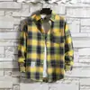 Camisa Xadrez Estilo Ins Estilo Hong Kong Primavera e Outono Masculina Manga Longa Estilo Coreano Tendência Fina Casual Versátil Jaqueta Camisa
