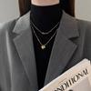 Nuevo collar doble exquisito para mujer, cadena de clavícula con letras huecas multicapa de acero de titanio y amor para siempre, cadena de suéter