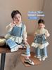 Conjunto de Roupa para Meninas Primavera e Outono 2025 Nova Moda Bebê Menina Outono Crianças Celebridade da Internet Primavera e Outono Colete Conjunto de Três Peças Tendência