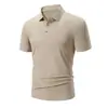 OLA Camiseta Polo Masculina de Verão Sem Costura Secagem Rápida Respirável Seda de Gelo Malha Leve Elástica em Quatro Direções Manga Curta