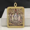 Al por mayor Xizang Thangka de doble cara Montaña Wutai Dragón Wuye caja gabu estéreo de cobre puro negro oro ocho Budas guardianes