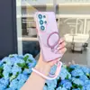 Soporte magnético con correa de mano apto para Samsung S26Ultra, S25Plus de gama alta, funda de teléfono estilo coreano para pareja S24