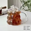 Copa de uva de vidrio de borosilicato alto con asa, taza de agua transparente con patrón de uva estilo ins simple, taza para desayuno, leche, café