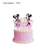 Decoración Rosa para Pastel de Cumpleaños de Minnie, Banderín, Plato de Papel, Servilleta de Papel, Mantel, Juego de Vajilla Desechable