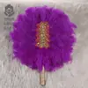 Abanico de Plumas de Boda Africana Boda Novia Dama de Honor con Pluma en la Mano Abanico Redondo Multicolor Dorado Fábrica Hecha a Mano