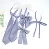 Corbata Gris con Diseño Floral para Niños y Niñas, Niños, Estudiantes de Primaria y Secundaria, Pajarita Azul Oscuro de Color Sólido, Cinta, Accesorios para Uniforme Escolar JK