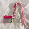 Bolsa de Malla Naranja Dopamina de Moda con Huecos Colgante para Teléfono Correa Mini Billetera Bolso de Mano Corto