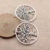 61x55mm 16,6g Cor Prata Antiga Comércio Exterior DIY Acessórios de Liga de Zinco Pingente Redondo oco de Árvore