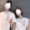 Ropa de Pareja Linda de Dibujos Animados Ropa de Verano Camiseta de Algodón Holgada de Manga Corta Diseño de Nicho Femenino Top Ropa para Estudiantes de Clase para Hombres