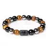 Pulseira Nova Amazon com Contas de Pedra Tripla Doze Constelações Olho de Tigre Hematita Obsidiana Pulseira Atacado Comércio Exterior