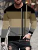 Camisetas de Manga Larga para Hombre con Bloques de Color Otoño e Invierno Europeas y Americanas, Cuello Redondo, Tops Casuales Cortavientos, Camisetas Deportivas