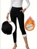 Leggings de cintura alta forrados de felpa para mujer, con diseño adelgazante, efecto levantamiento de glúteos y tejido elástico, perfectos para otoño e invierno, con bolsillos y adecuados como pantalones largos o capas base.