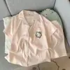 Conjunto de Pijama de Verano Rosa KT Nube de Algodón para Mujer, Manga Corta, Pantalones Cortos, Dibujos Animados Lindos, Dulce, Conjunto de Ropa para el Hogar, Se Puede Usar Afuera, Moderno