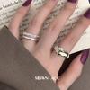 Exquisito Anillo de Zirconia Verde Esmeralda para Mujer, Diseño Geométrico Irregular, Elegante y con Estilo, Anillo Abierto Ajustable para el Dedo Índice