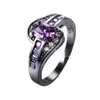 Anillo Ovalado de Zirconia Oro Negro 10K Anillo para Dedo Femenino Anillo Ovalado Moda Joyería Blanca Negra Antiguo Mujeres