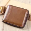 Billetera de Hombre Corta Cuero Genuino Cremallera Multifunción Tarjetero Capa Superior Piel de Vaca Sensación de Alta Gama Billetera de Hombre Billetera Billetera para Hombre