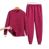 Conjunto Térmico Acolchado de Manga Larga Capa de Aire Otoño e Invierno Conjunto de Ropa de Casa Gruesa Tallas Extras Ropa Interior Térmica a Prueba de Frío para Mujer