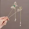 Abanico Plegable de Mariposa con Caracteres Chinos Retro Pasador de Pelo Nuevo Chinoiserie Rico Peony Borla Pasador de Pelo Chica Elegante Clásico Adorno para el Cabello