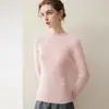 Suéter de gola alta sem costura 100% cashmere puro para mulheres, outono e inverno, malha canelada slim fit, base macia e quente