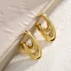 Pendientes de Gancho Curvo Plegados Huecos Estilo Ins Europeo y Americano Transfronterizos, Chapados en Cobre con Oro Real, Pendientes de Moda con un Toque de Lujo Ligero y de Alta Gama