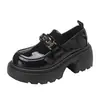Estilo Britânico Salto Bloco Sapatos Pequenos de Couro Fivela de Metal Outono Versátil Slip-on Mocassins Feminino 2026 Salto Alto Pessoa Preguiçosa Sapatos Individuais