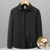 Chaqueta para Hombre 2026 Primavera y Otoño Casual Estilo Old Money Juventud Color Sólido Lino Camisa Cardigan Abrigo Holgado Moderno