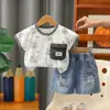 Conjunto de Verano para Niños 2026 Estilo Nuevo Bebé Niños Estampado Completo Dibujos Animados Manga Corta Conjunto de Dos Piezas Ropa Casual Ropa para Niños