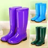 Botas de lluvia de caña alta con forro polar para mujer, zapatos de agua elegantes, botas de lluvia, botas de agua, cálidas, impermeables, cubrebotas antideslizantes para cocina, zapatos de goma, adulto